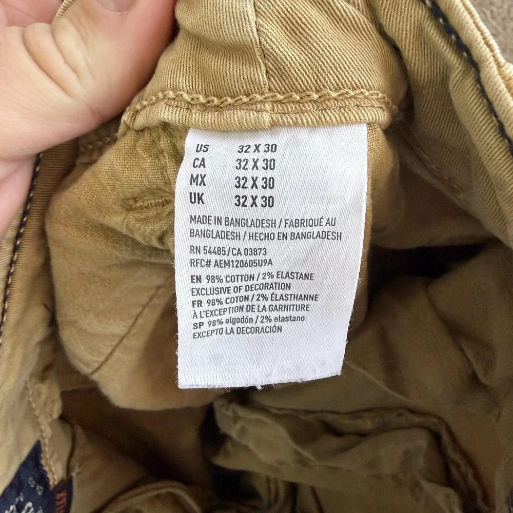 American Eagle Outfitters Active Flex Pants Mens 32x30 Beige Chino Stretch